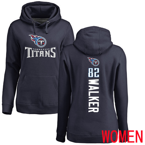 Tennessee Titans Navy Blue Women Delanie Walker Backer NFL Football 82 Pullover Hoodie Sweatshirts